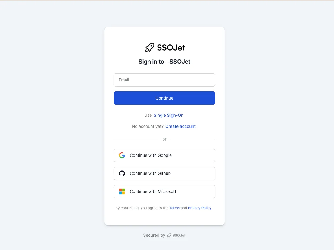 SSOJet Login Page