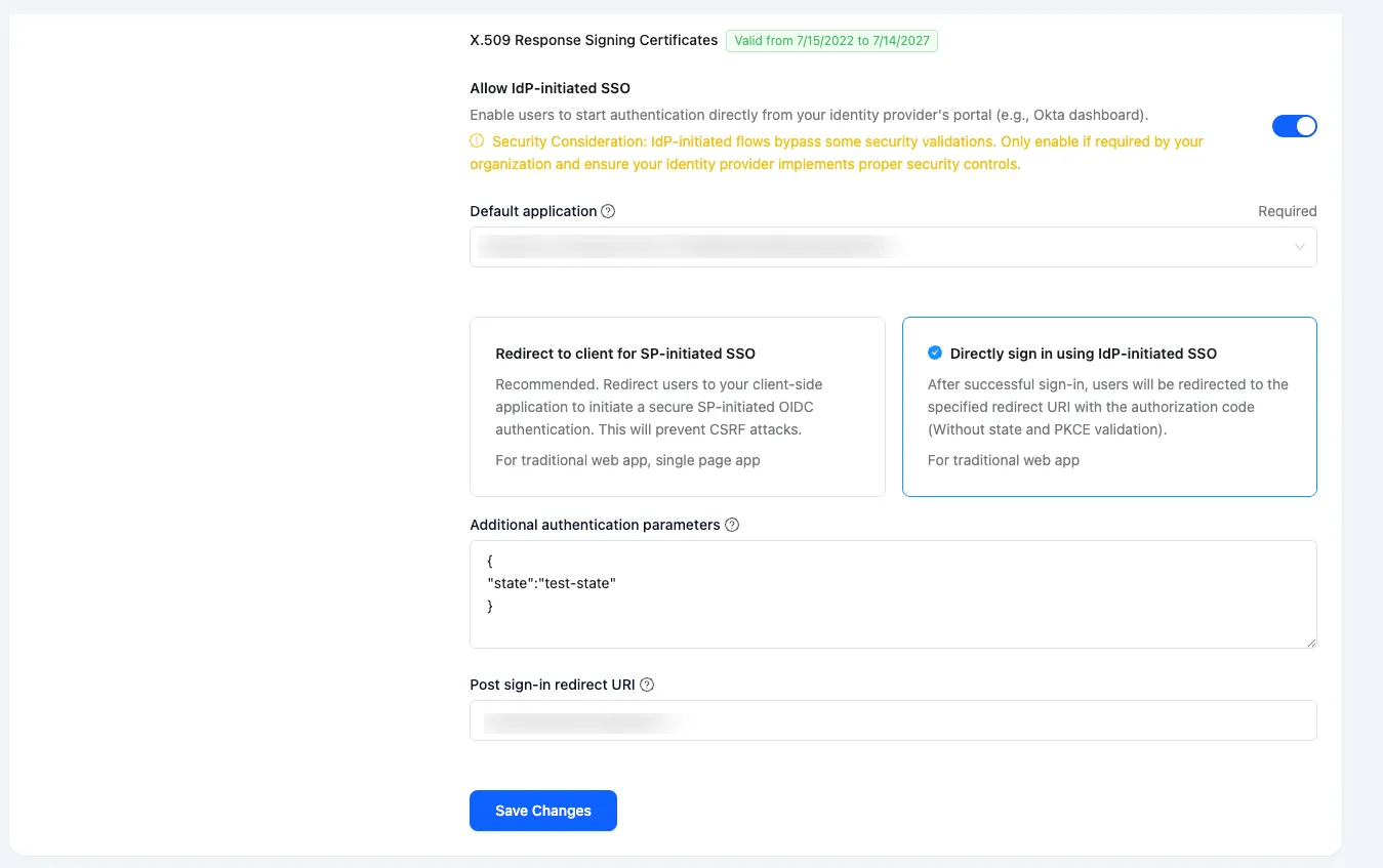 Configure default redirect URI